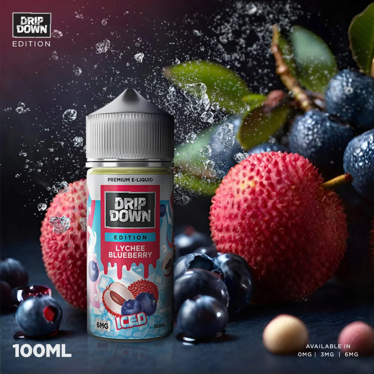 LYCHEE BLUEBERRY ICE   100ML  - DRIP DOWN EDITION - MrVapora.pk